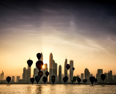 Hot air balloons over Dubai