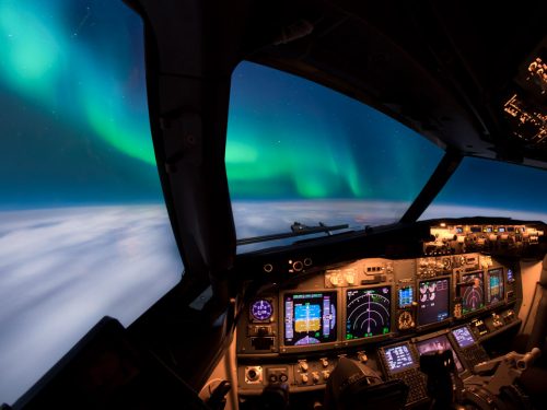 Northern Lights from the cockpit